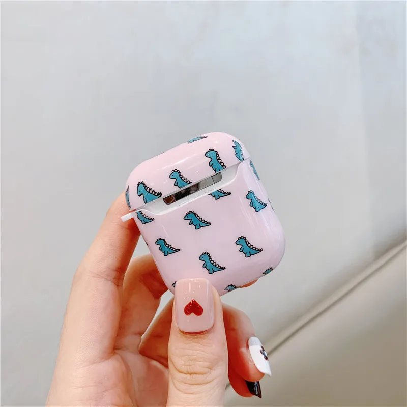 Чехол с милым динозавром для Apple Airpods, чехол с забавными мультяшными Bluetooth наушниками, силиконовый чехол для Airpods 2 1, чехол для наушников