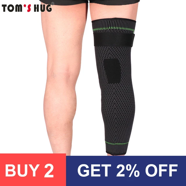 1 Pcs Compression Knee Pads Support Lengthen Stripe Sport Sleeve Protector Elastic Long Kneepad Brace Volleyball Running 2