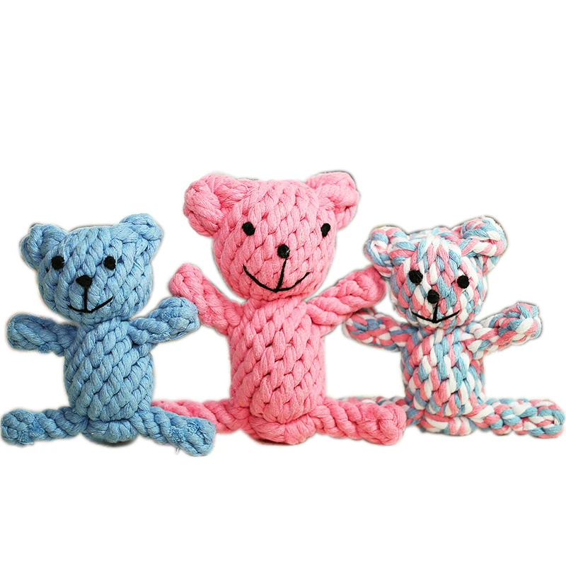 

12cm Pet Dog Rope Toys Cute Bear Cotton Rope Bite Resistant Toys Durable Cotton Chew Toys Training Teething Toys for Puppy Cat