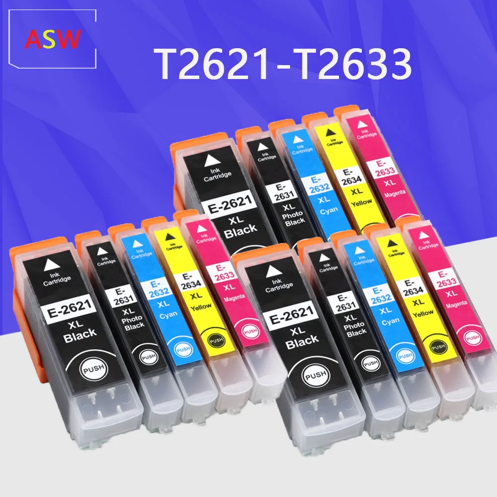 Совместимый картридж с чернилами T2621 26XL для Epson XP510 XP520 XP600 XP605 XP615 XP620 XP625 XP710 XP720 XP800