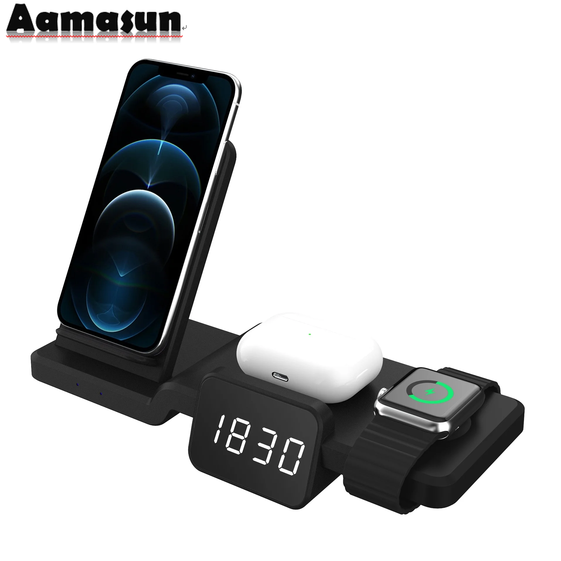 

Беспроводное зарядное устройство Qi для Apple Watch 6 5 4 3, док-станция для быстрой зарядки для IPhone 8 Pus X XS XR 11 Pro MAX 12, зарядная станция