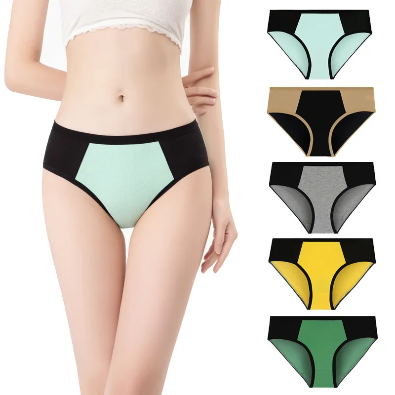 

M-5XL Large Size Ladies Color Matching Sexy Briefs Contrast Color Pure Cotton Buttocks Stitching Colorful Hot New Fashion thongs