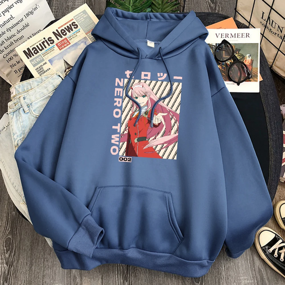 

Корейская модная толстовка с капюшоном, женская Свободная Повседневная винтажная одежда в стиле Харадзюку с принтом Zero Two, корейская мода, у...