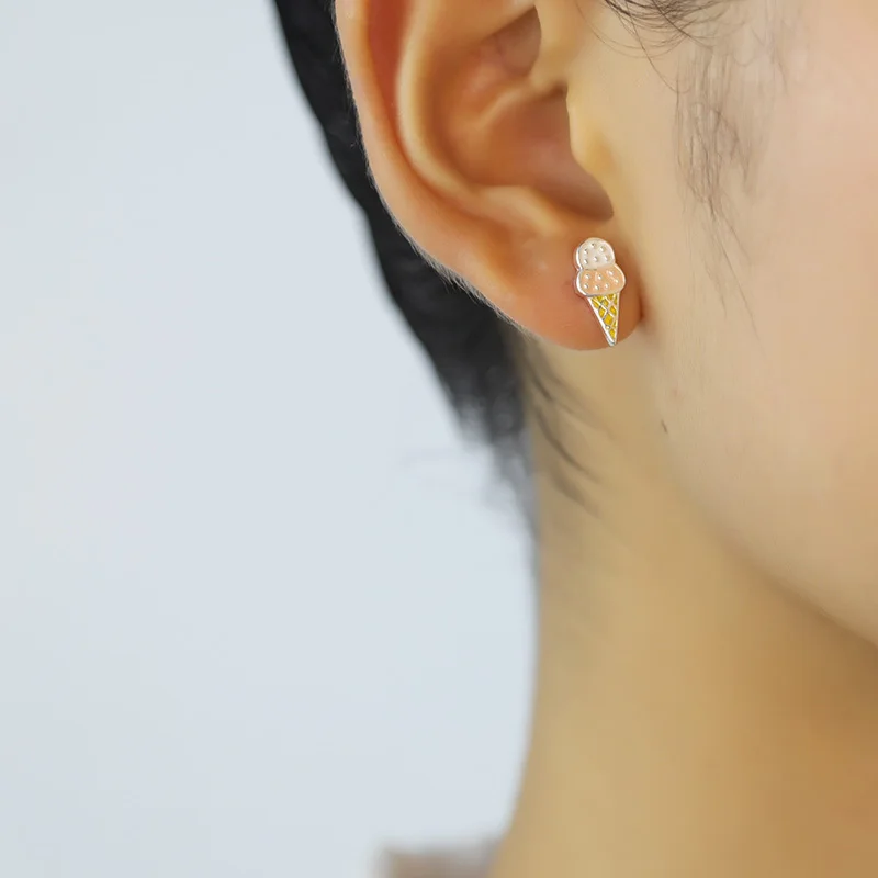 Женские серьги-пусеты в виде мороженого Trusta из 100% стерлингового серебра 925 пробы