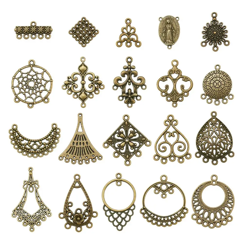 

80pcs Alloy Chandelier Component Links Earrings Connector Charms Pendants for Jewelry Making Tibetan Style Antique Bronze