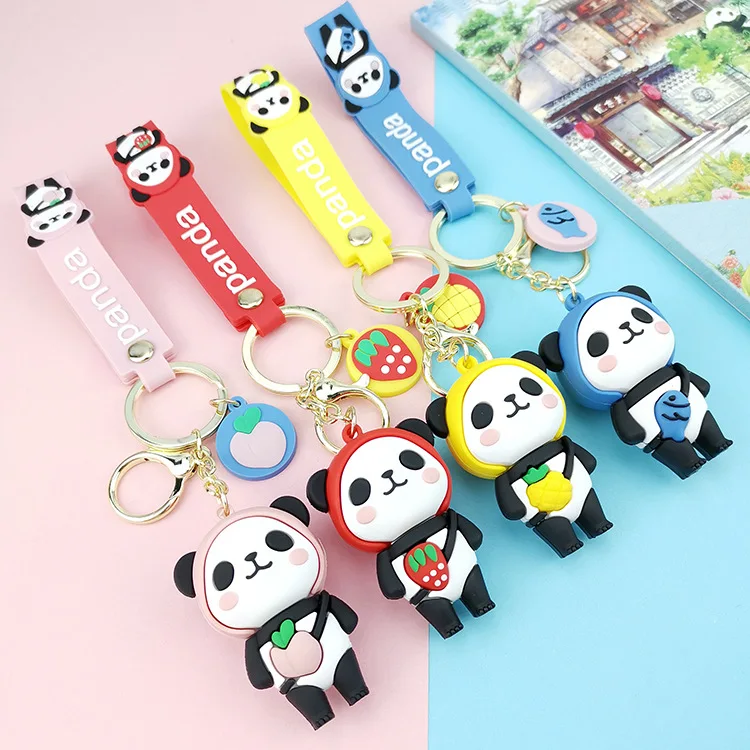 

Country Tide Panda Cartoon Keychain Car Pendant Web Celebrity Fruit Bag Pendant Key Chains Women Couple Small Gifts Key Ring