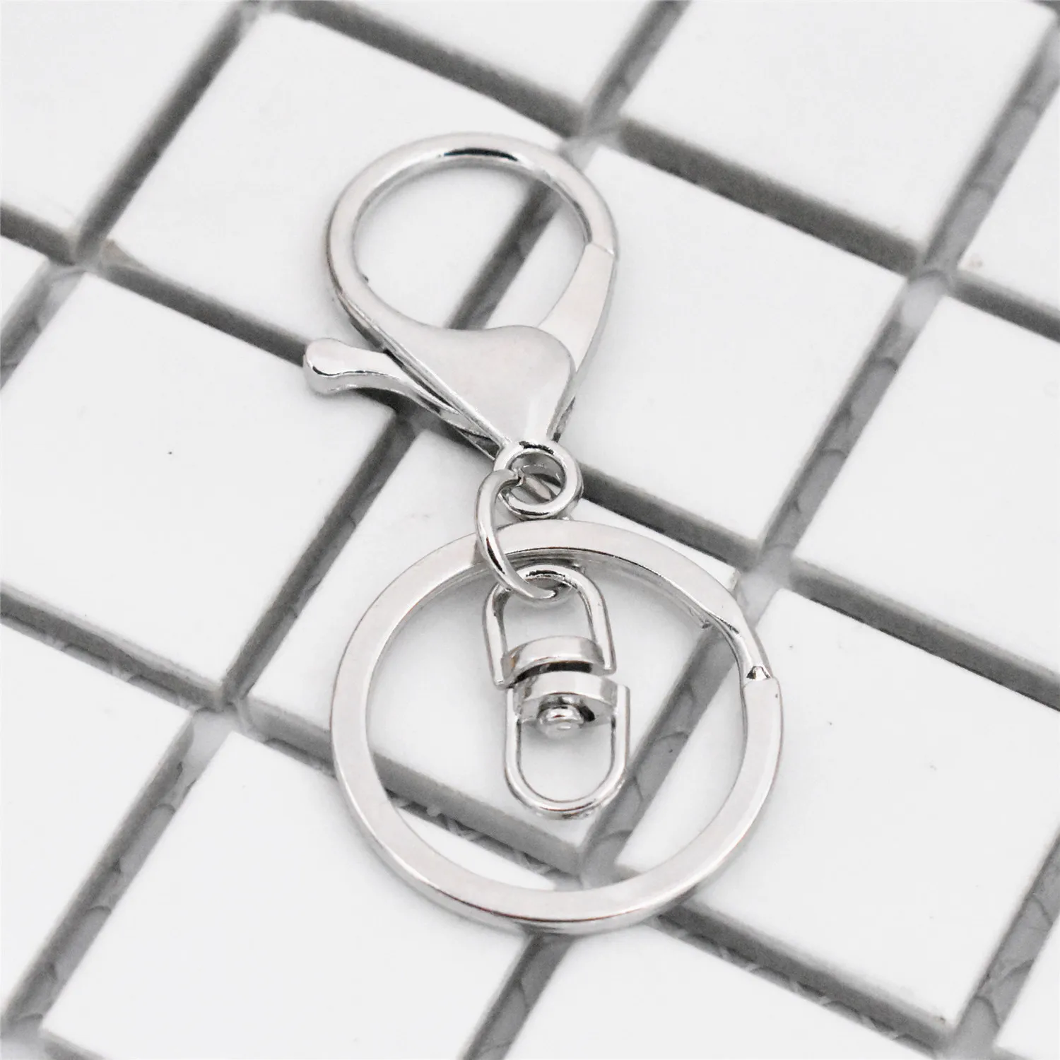 rhodium Новинка, 5 шт./лот, 8 цветов, брелок с покрытием, длинный 70 мм, застежка-карабин, крючок, брелок, раздельный, для ключей, фурнитура для брелка - Цвет: rhodium