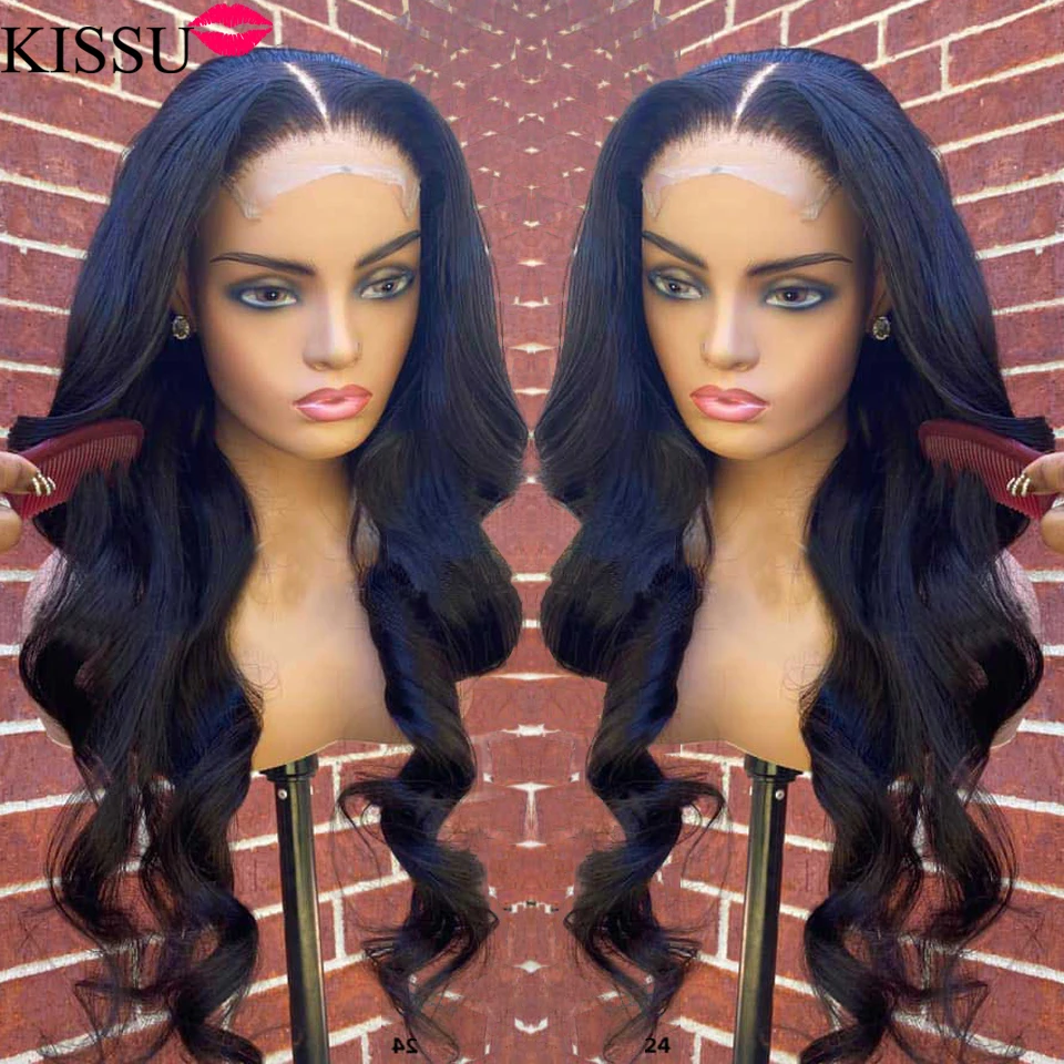 KISSU Pre Plucked Body Wave Lace Front Wig In Bulk Wholesale Closure Wig Brazilian Lace Frontal Wave Human Hair Wigs For Women