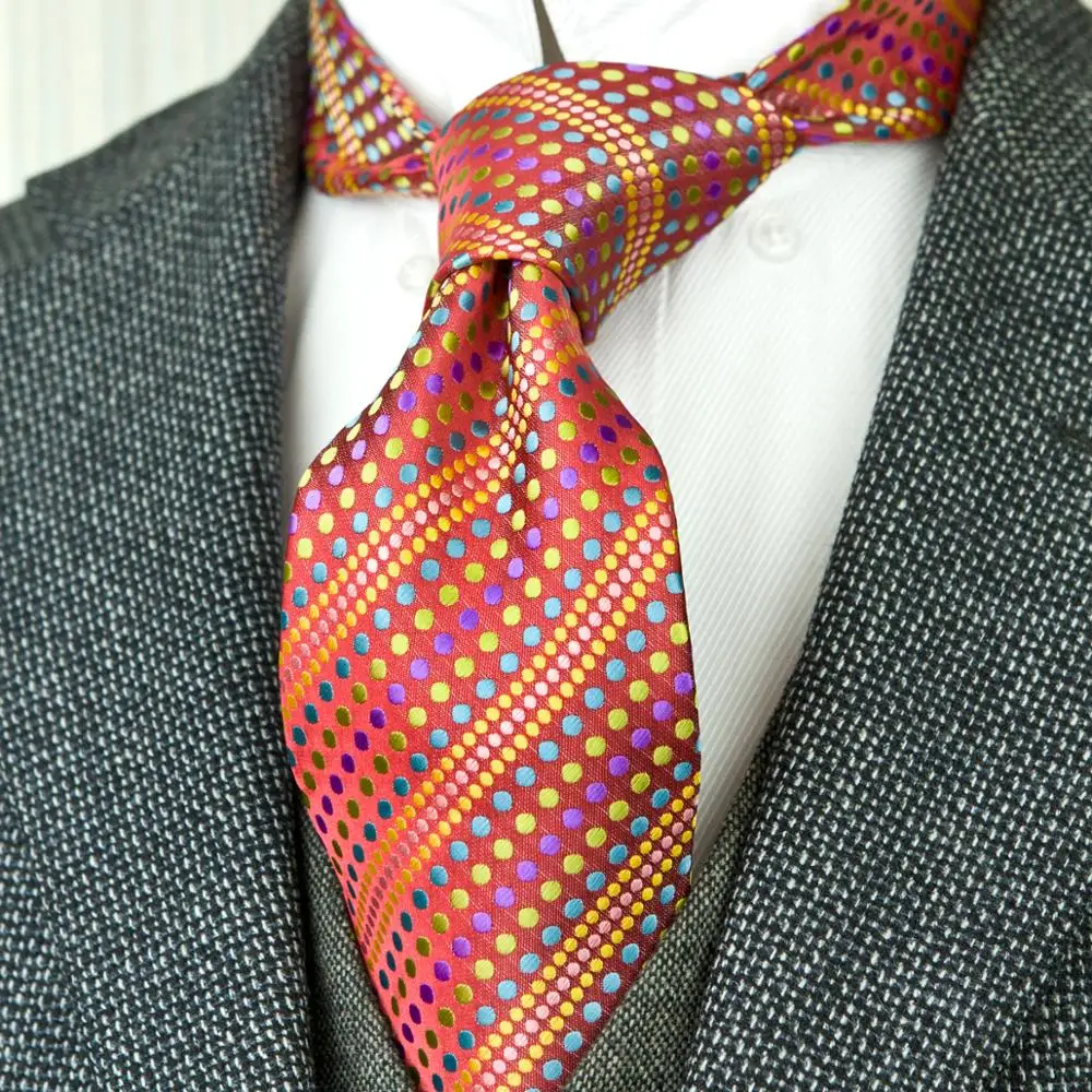 Мужские галстуки в полоску красные и разноцветные из 100% шелка жаккардовые новые