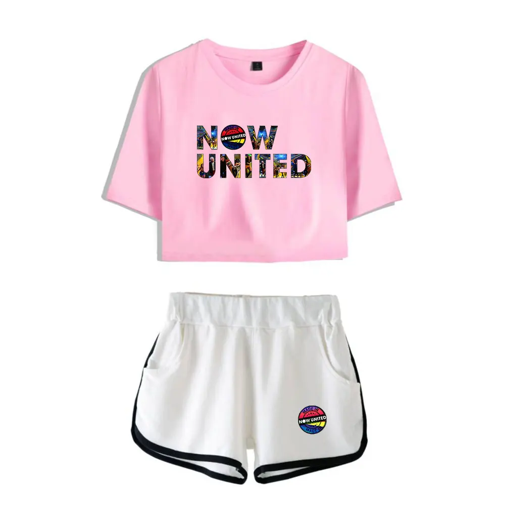 

2021 New product Now United womens Two Piece Set Shorts+lovely T-shirt Harajuku Streetwear Girls Casual