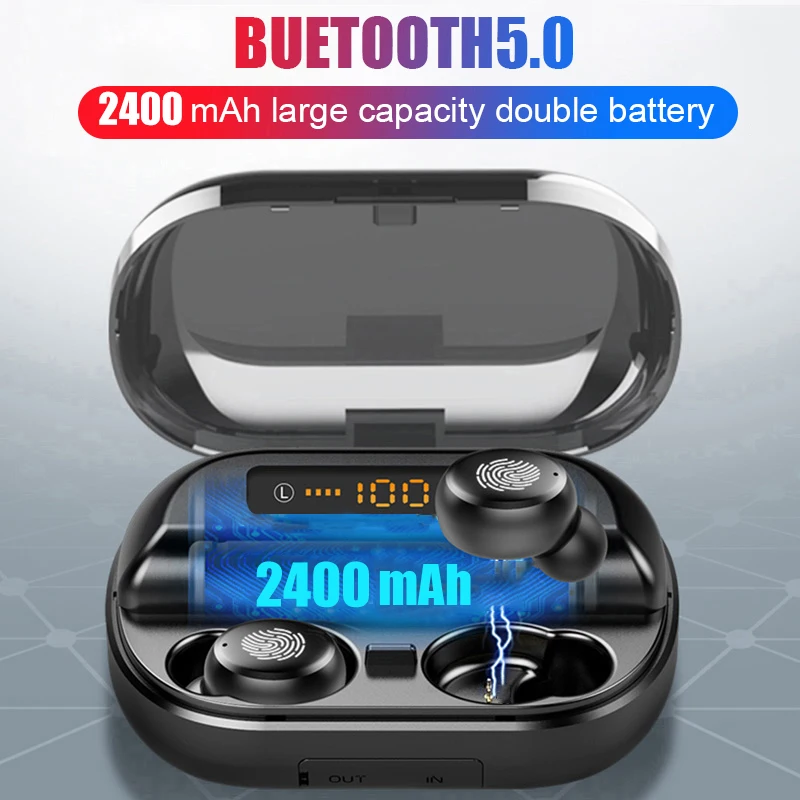Беспроводные миниатюрные наушники TWS с поддержкой Bluetooth 5 0 и влагозащитой IPX7 4000 мА