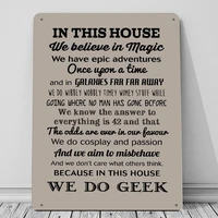 vintage in this house we do geek quote stone tin sign metal sign metal poster metal decor wall sign wall poster wall dec