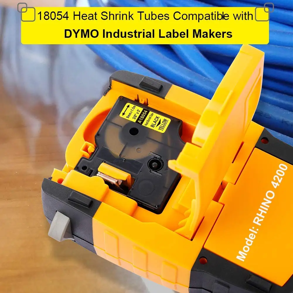 Термоусадочные трубки для DYMO Rhino Industrial IND LabelWriter S0718290 2 упаковки 18054 дюйма черные на