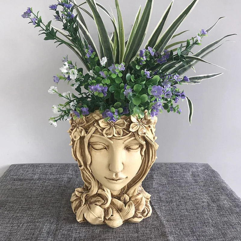 

Creatives Resin Flower Vases Figurines Flowers Pot Home Decor for Interior Home Office HK3