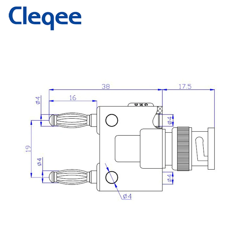 Cleqee P7007 5 шт. BNC штекер к двойному 4 мм банановый Штабелируемый Тип связывающий