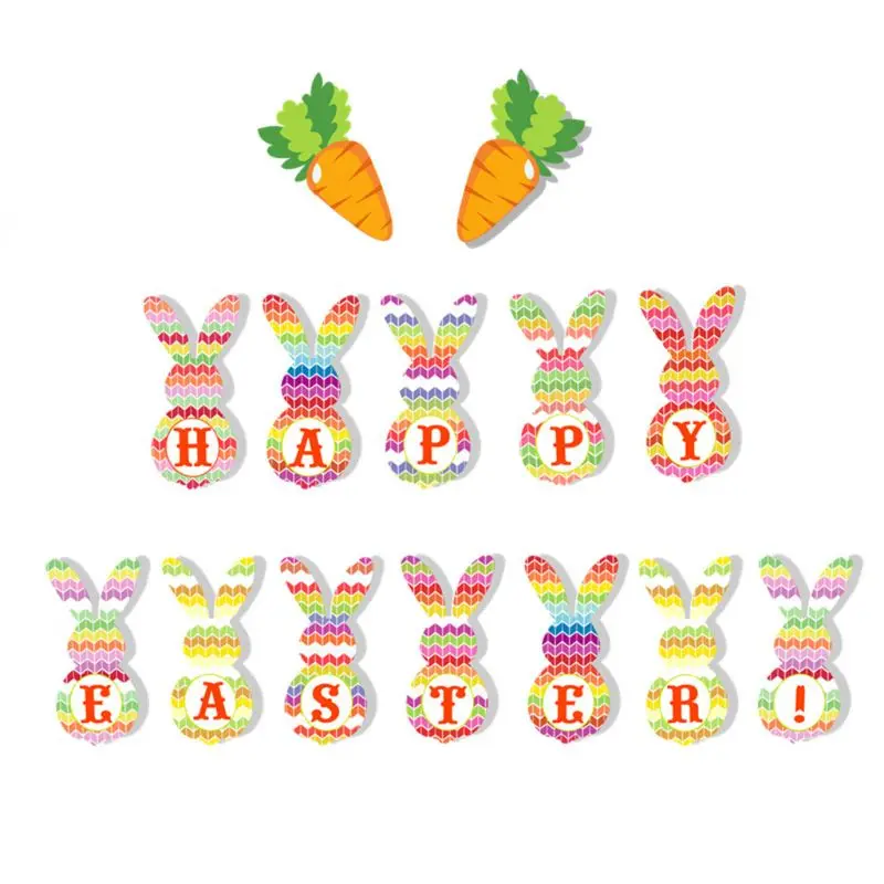 Счастливый Пасхальный мультфильм кролик морковь баннер красочные бандаж Pull Флаг