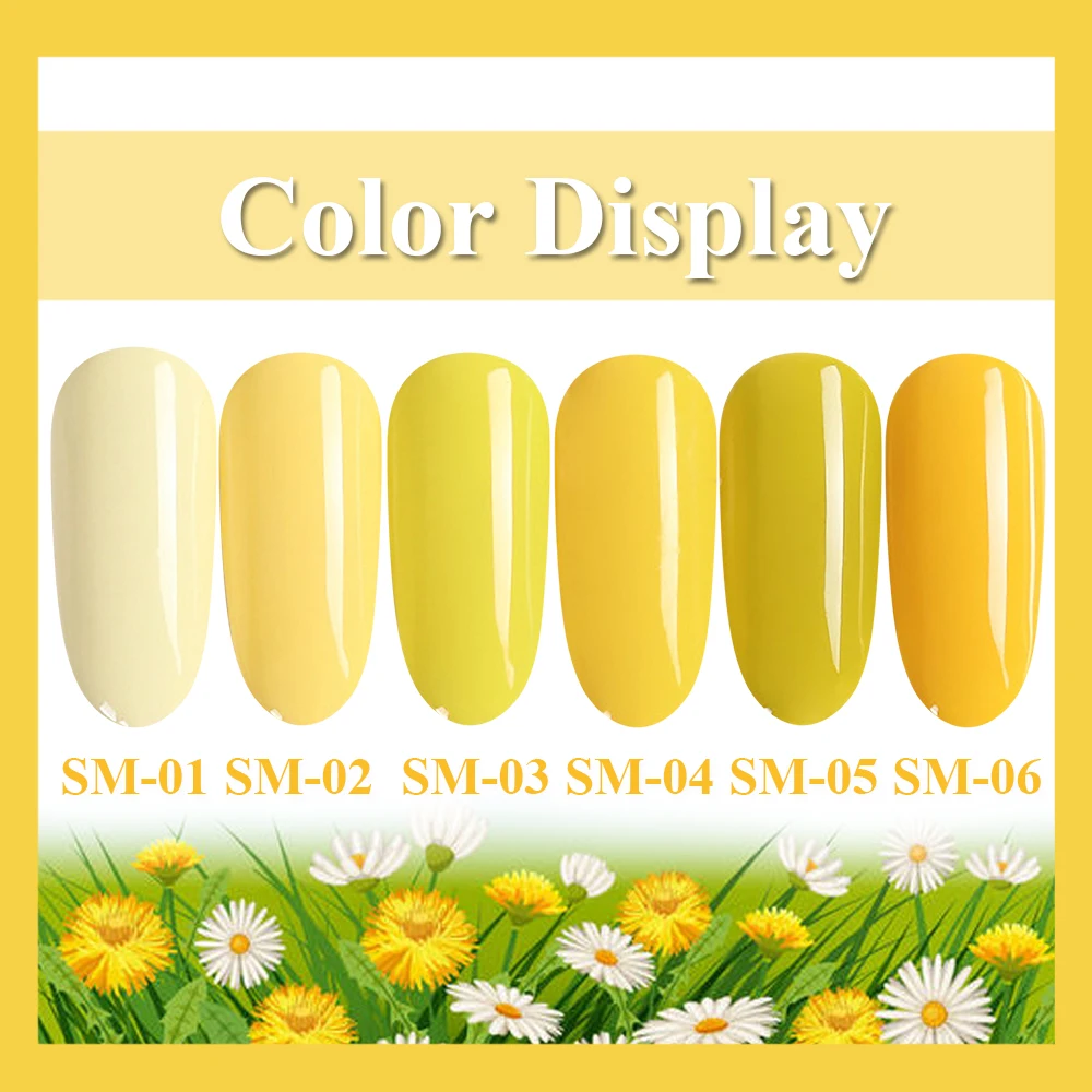 6 мл Гель лак УФ светодиодный для ногтей маникюра Желтые цвета полуперманентный