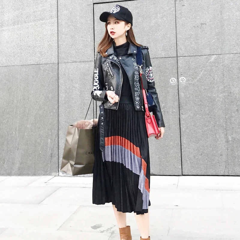 Весенняя куртка из искусственной кожи в стиле панк женская модная брендовая