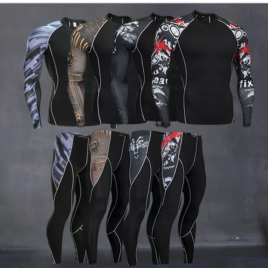 Camouflage Compression Pants Running Men Football Training Fitness Sports Leggings Gym Jogging Set Sportswear | Спорт и развлечения