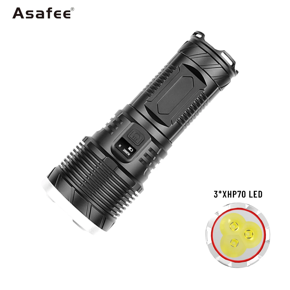 Мощный тактический фонарик XHP70 водонепроницаемый Ультраяркий фонарь с зарядкой