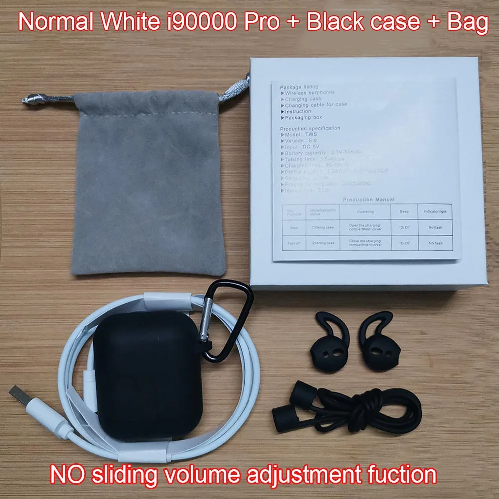 Normal BlackCase Новейший i90000 Pro Tws Air 2, беспроводной Bluetooth наушник с регулировкой громкости 8D, супер бас PK i50000 i5000 i9000TWS - Цвет: Normal BlackCase