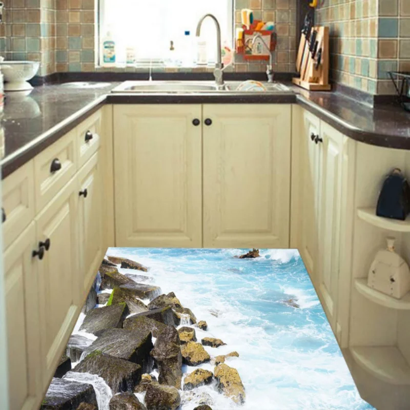 Креативные речные каменные настенные стикеры 3D Cobble водонепроницаемые для ванной