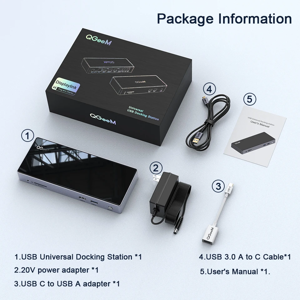 QGeeM 15 IN 1 USB концентратор 3.0 Док станция для Macbook Pro Ноутбуки Xiaomi Один 5K / Dual 4K @ 60Hz