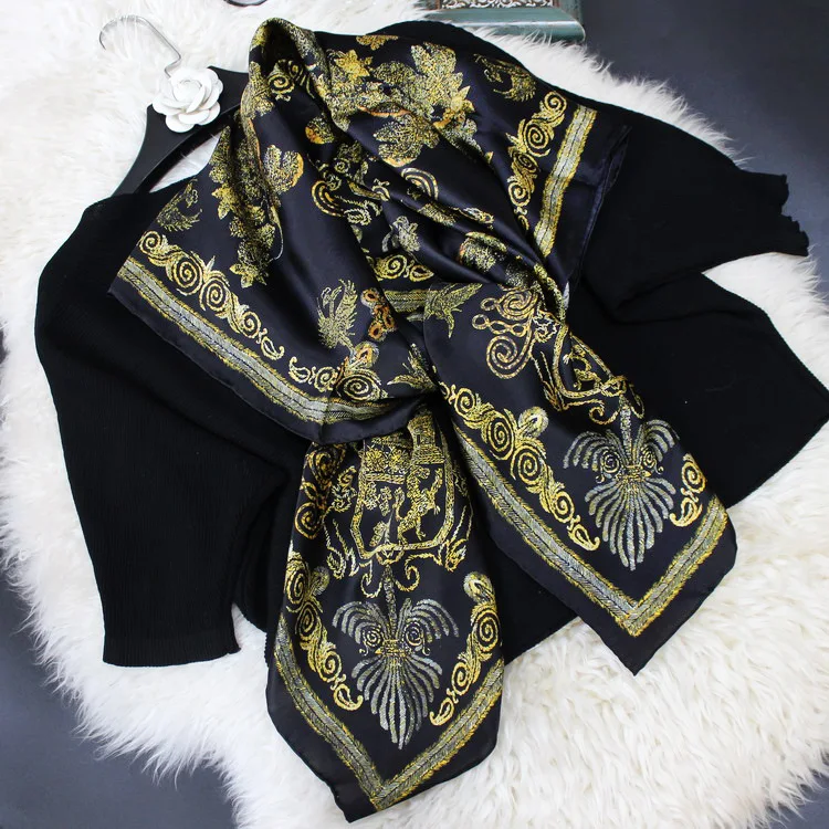 Большой квадратный шарф из натурального чистого шелка модный шейный платок