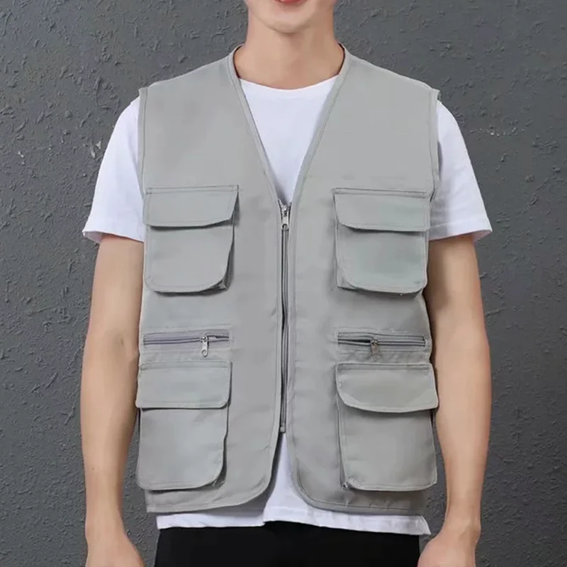Жилет с несколькими карманами и логотипом повседневная одежда для мужчин женщин