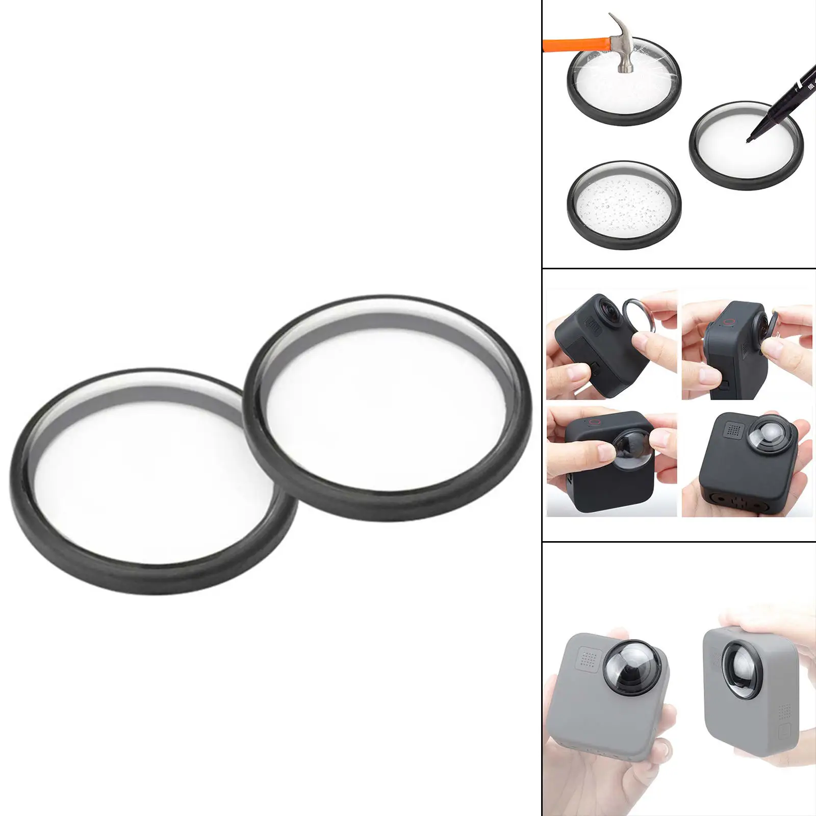 

2x Lens Protection Cover No Tools Collision Proof Anti-Scratch Fixed Buckle Transparent for Motion Camera Accessories
