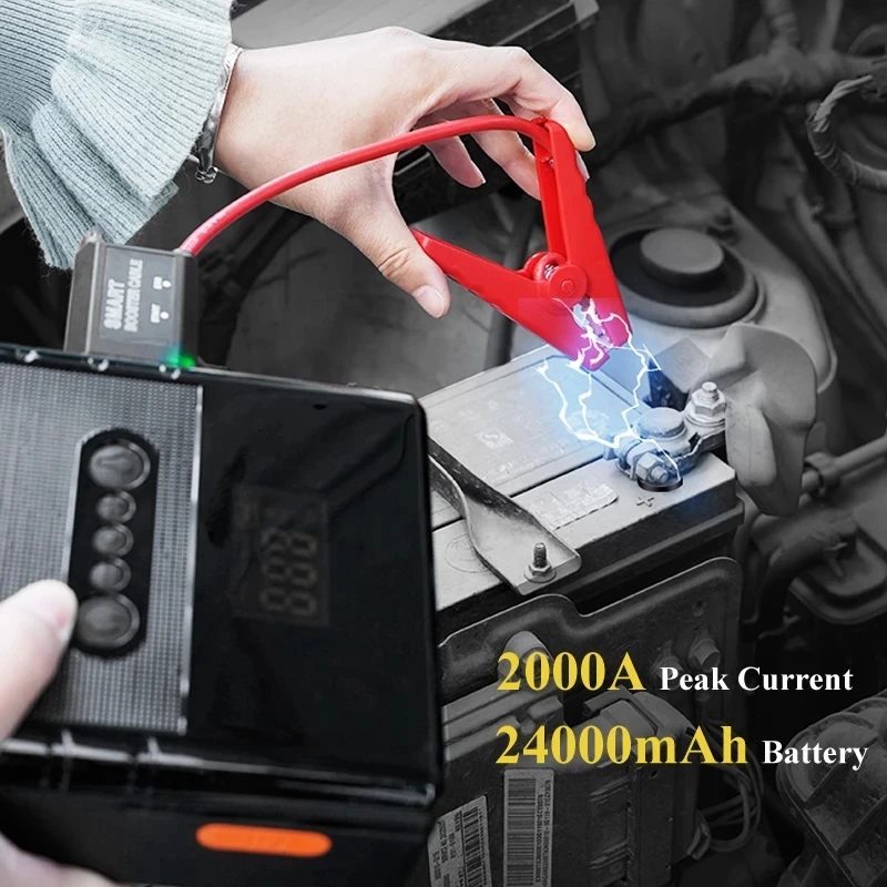 4 in 1 car jump starter pump air compressor 24000mah 2000a power bank car battery booster charger tire inflator starting device free global shipping