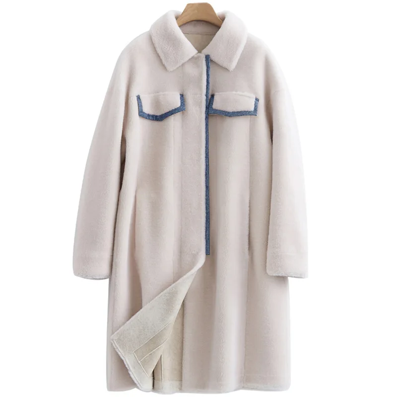 Shearling Real Fur Sheep Winter Coat Korean Wool Jacket for Women Clothes 2020 Abrigo Mujer B22F24225 YY244 | Женская одежда