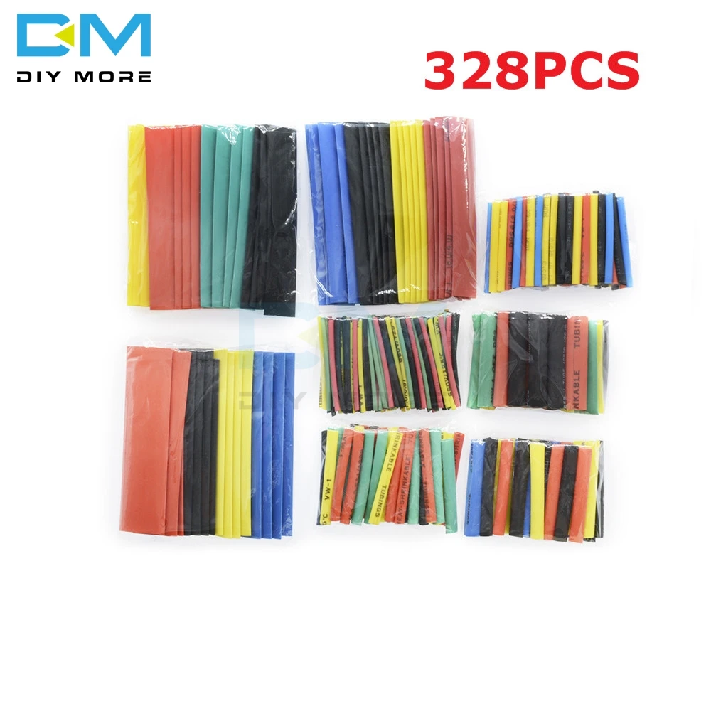 328PCS Multicolor 127/140/328/530 шт Ассорти Полиолефиновая термоусадочная трубка электрического кабеля рукава комплекты пробка 8 размеров многоцветный/черный - Цвет: 328PCS Multicolor
