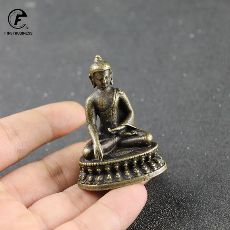 Ретро Медный Будда StatueThailand Будды Скульптура латунный ручной работы Буддизм