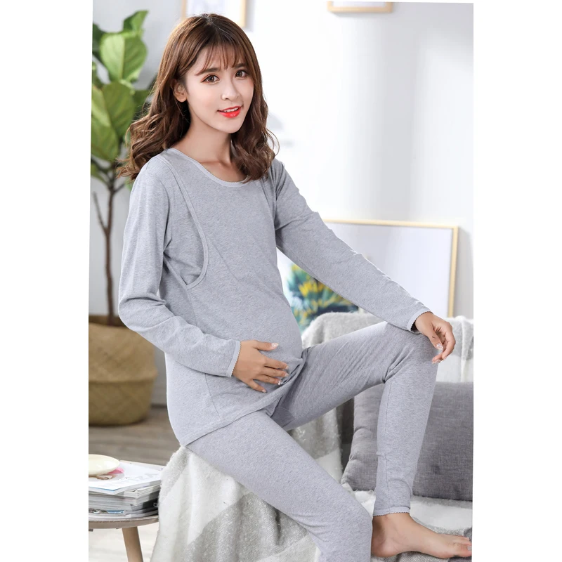 Пижама с длинными рукавами для мам и кормящих пижама беременных женщин 2