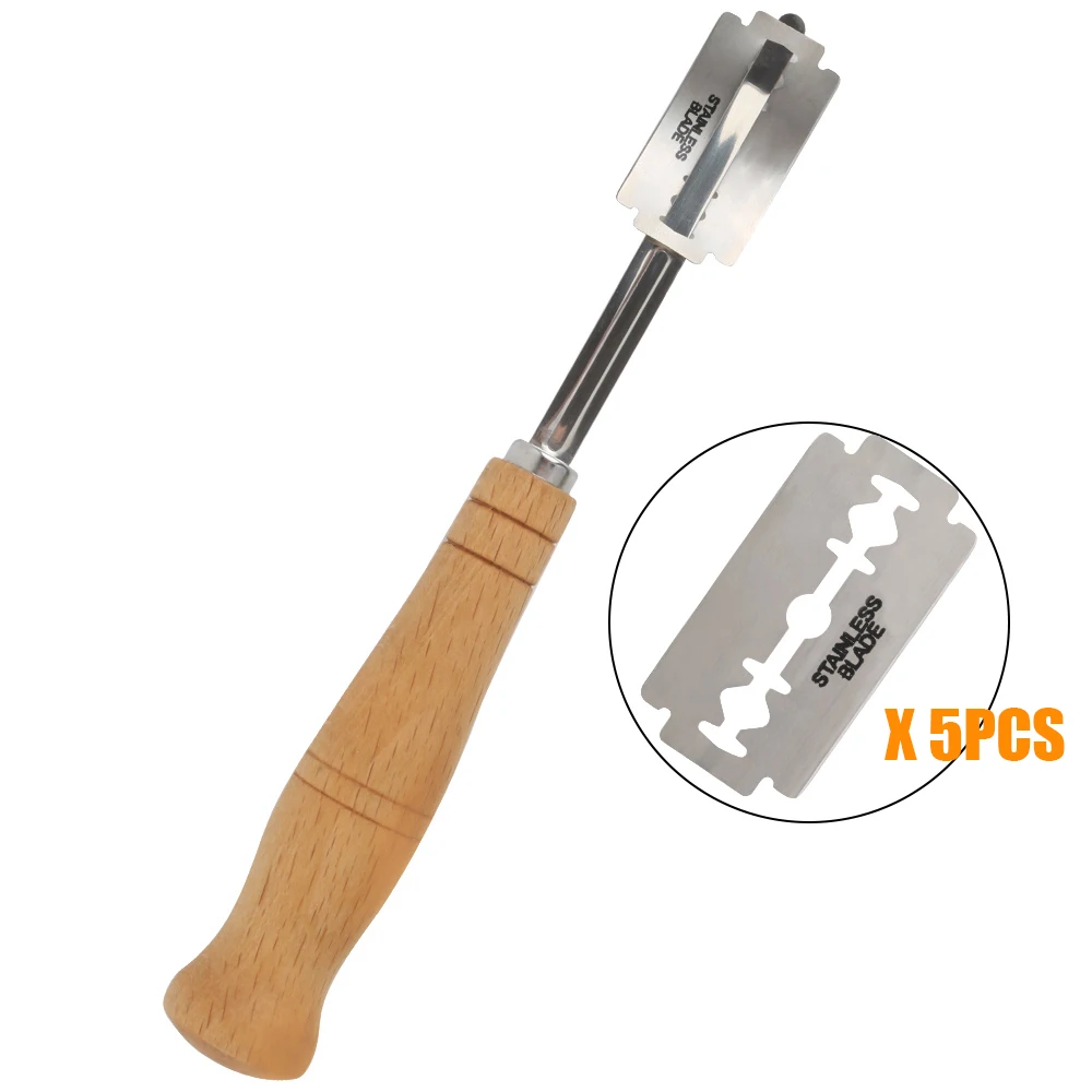 

Bread Cutters With 5PCS Replacement Blades Baking Knife Tools For Western Baguette French Toast Cutter Bagel Arc Curved Knife