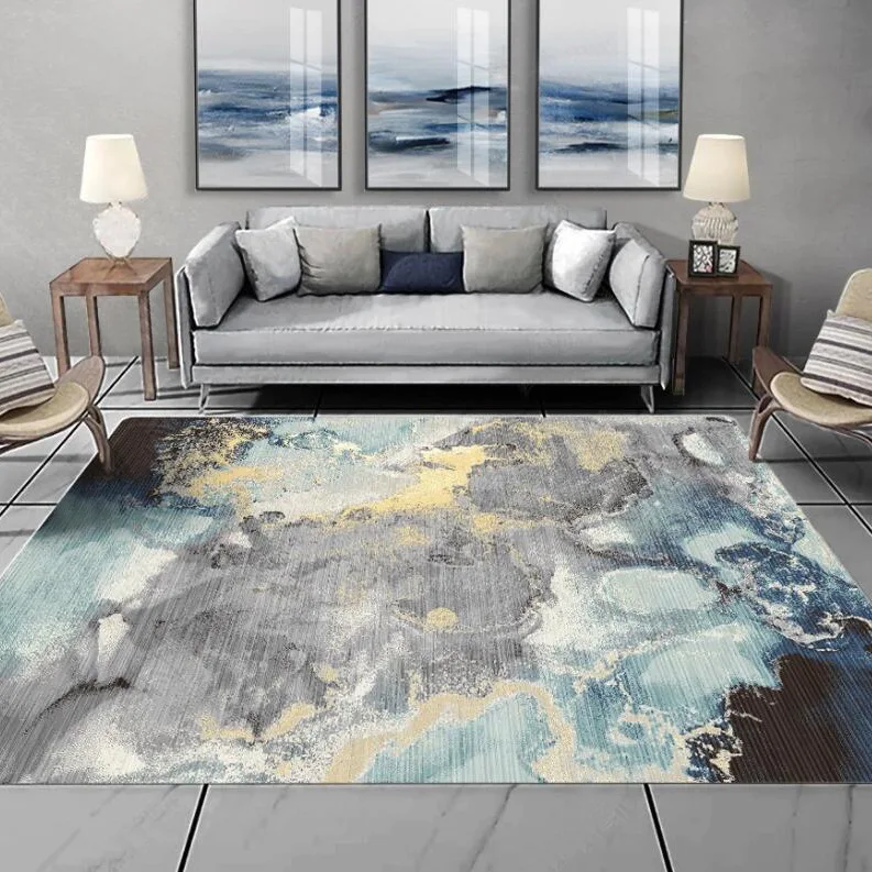 

Fashion Modern Abstract Sea Water Spray Ink Living Room Bedroom Kitchen Bedside Carpet Mat CustomizationCustom Size
