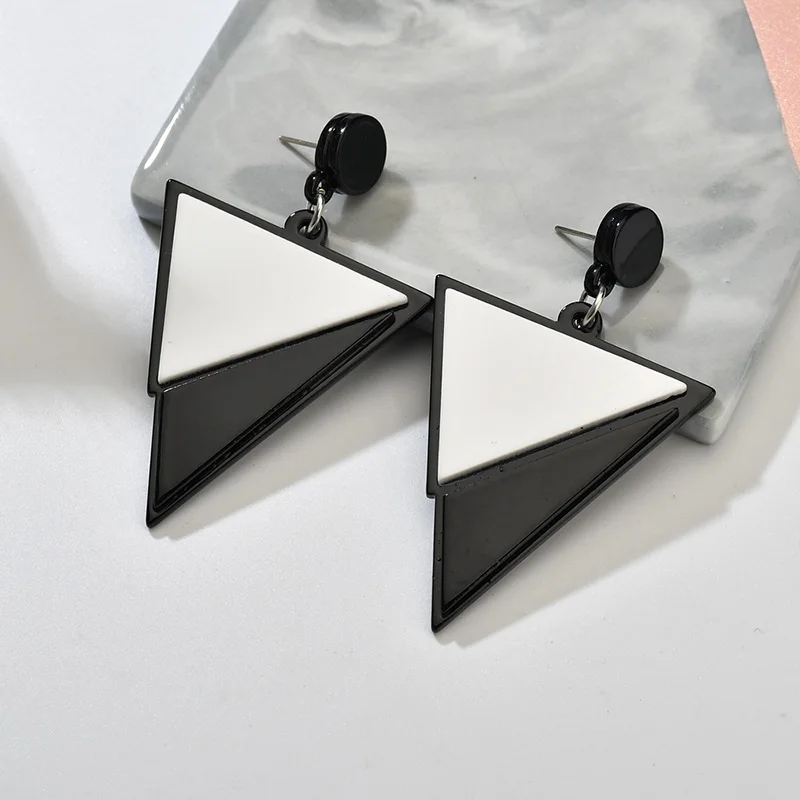 Earrings Geometric Triangle Black White Red Green Big Acrylic Minimalist Jewelry Simple Women | Украшения и аксессуары