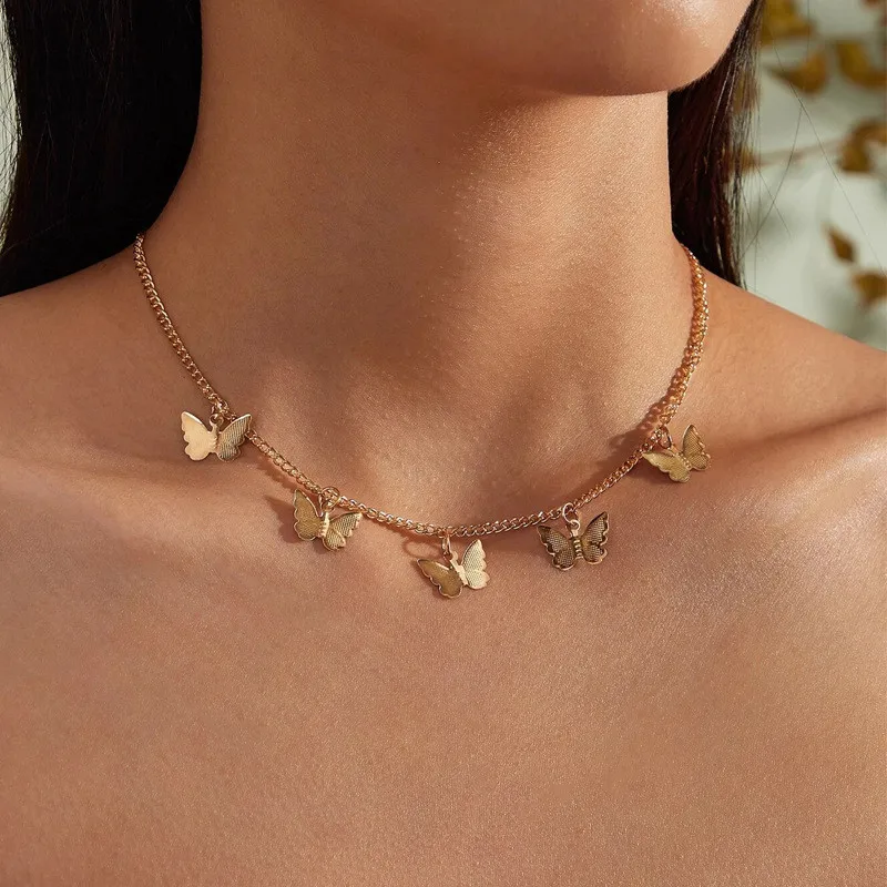Modyle винтажное многослойное кулон ожерелье бабочки для женщин Золотая бабочка