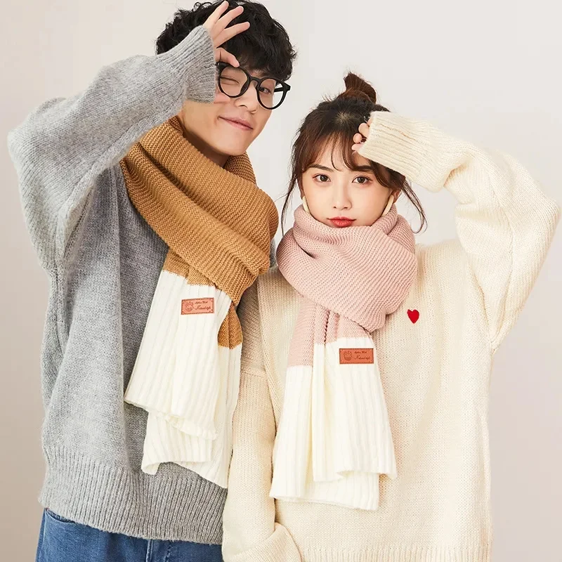 

Women Solid Cashmere Scarves Female Knitted Long Scarf Women And Men Winter Thicken Warm Soft Knits Shawls