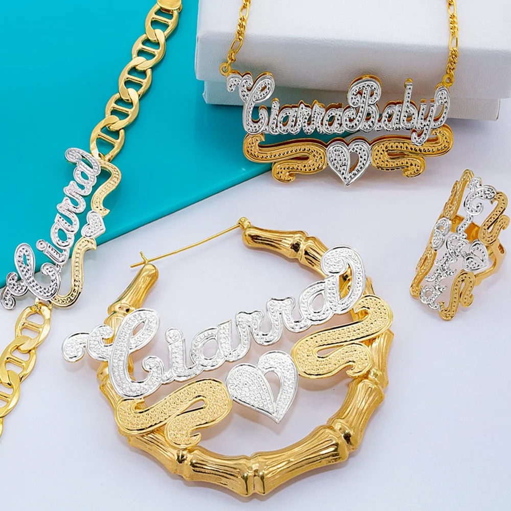 

Пользовательское имя Бамбук Серьги-кольца персонализированные круглые имена Серьги Позолоченные Заполненные Серьги с не сужающимся книзу...