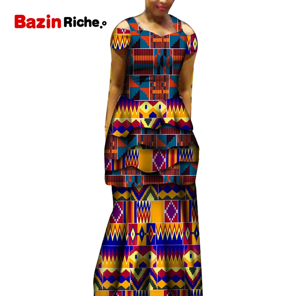 

Bud Dresses for Women African Print Clothing Patchwork Plus Size Lady Dresses for Party WY7088