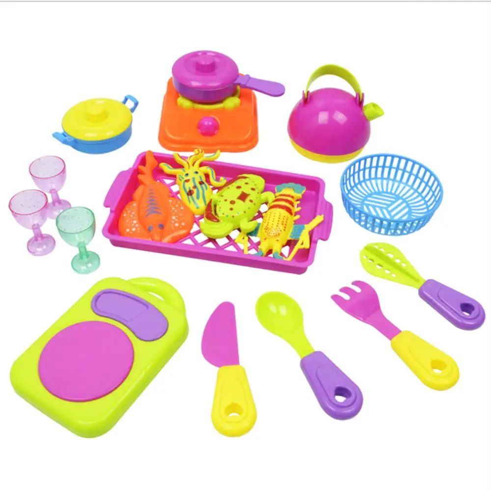 18pcs 28 шт детские игры и ролевые игрушки Обучающие кухонные посуда для приготовления пищи Playset-цвет случайный - Цвет: 18pcs
