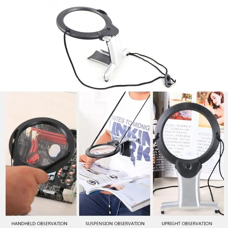 2 светодиодный Hands Free Лупа увеличительное стекло с подсветкой шеи