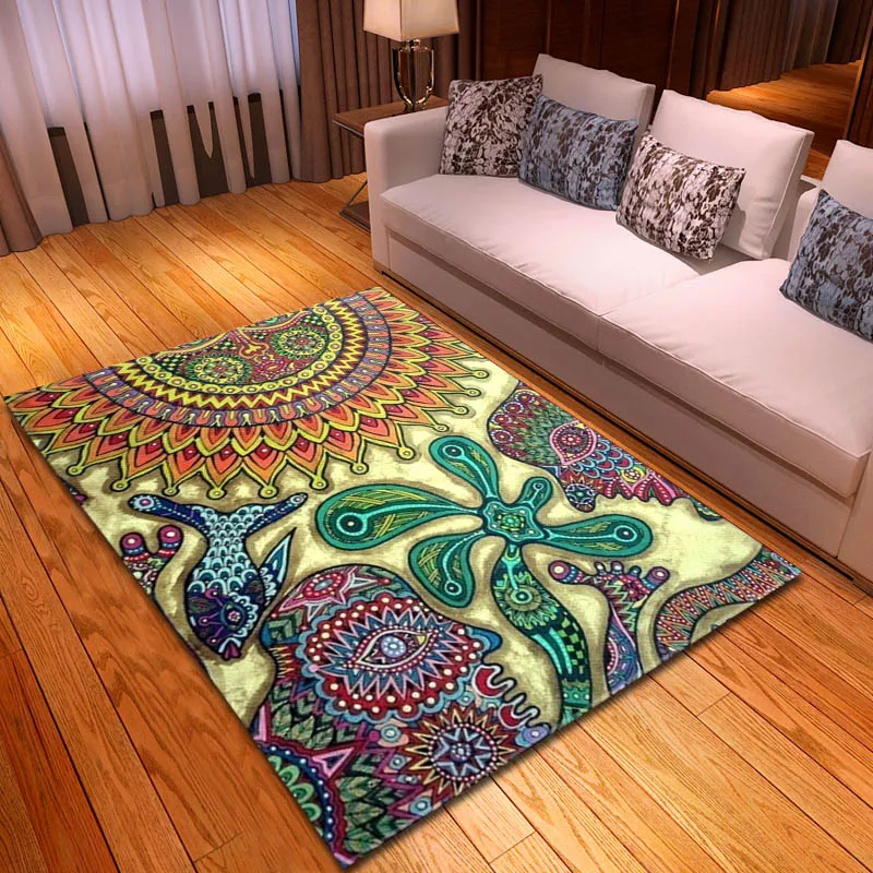 

3D Bohemian living room large area decorative carpet bedroom soft doormat coffee table carpet
