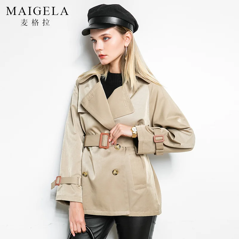 

Khaki windbreaker women's 2021 women's autumn new medium long short high waist thin coat