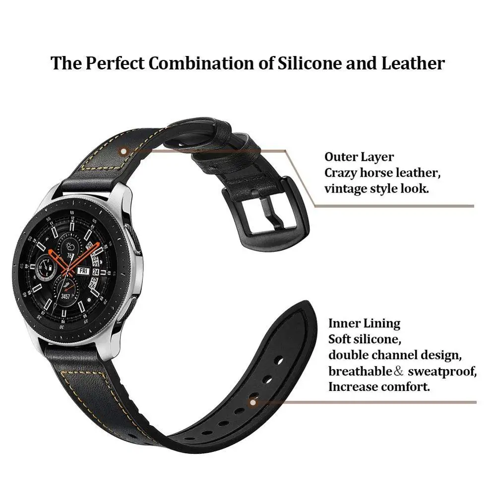 Ремешок Gear S3 Frontier для Samsung Galaxy watch 46 мм кожаный браслет Huawei GT Amazfit stratos 2/Pace S 3 22