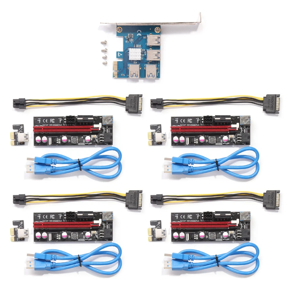 

USB3.0 PCI-E 1 to 4 Riser for BTC Mining Miner PCI Express Multiplier Extender Computer 1x to 16x Adapter Expansion Card Hot