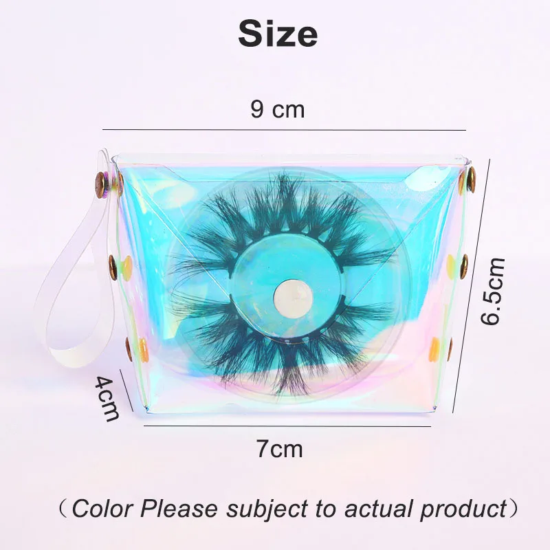 

PU Laser Eyelashes Packaging Boxes With Tray 25mm Lashes Package Colorful Lash Package Ideal Jelly Coin Purse Wholesale 100pcs