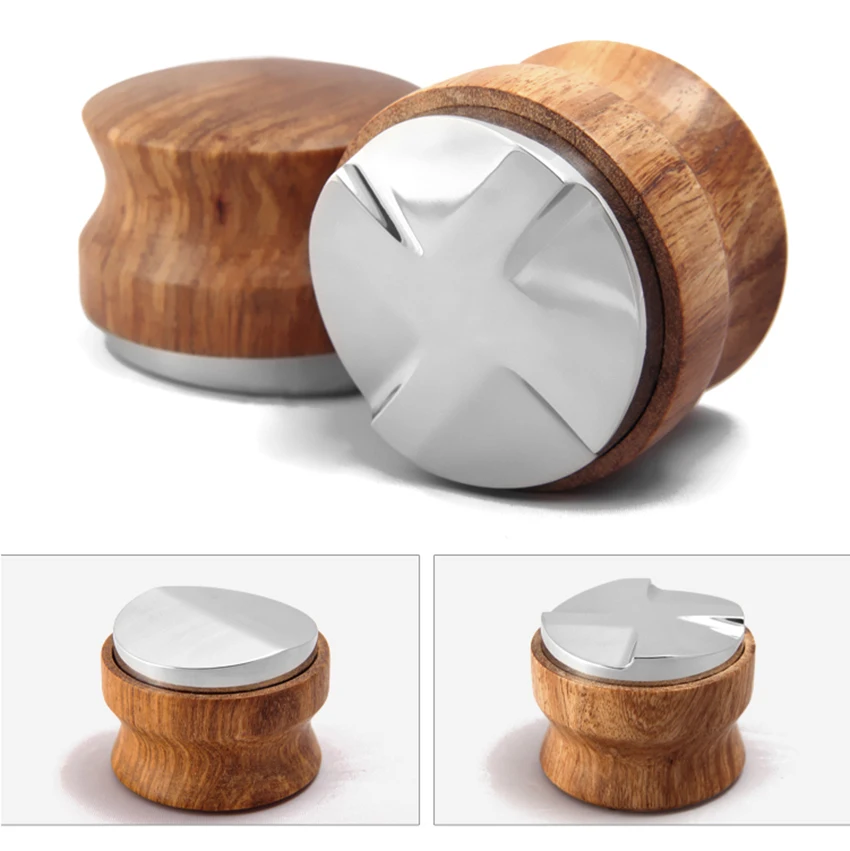 Distribuidor de caf&eacute; de 51/53/58/58, 35mm, ajustable, acero inoxidable 304, Macaron Espresso convexo, cuatro pendientes en &aacute;ngulo, Base-1